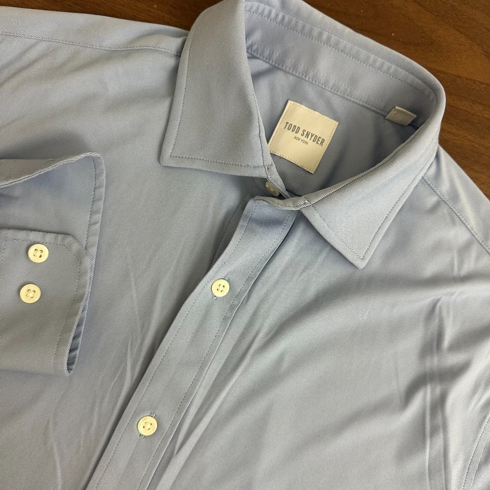 Todd Snyder Dress Shirt Blue Cotton Long Sleeve Performance Button Up Mens 16